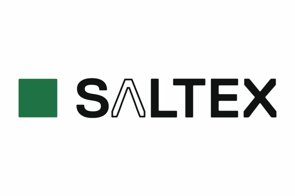 SALTEX exhibition logo with bold black lettering and a green square on the left.